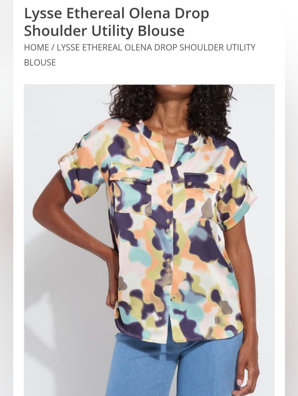 Lysse Olena Ethereal Drop Shoulder Utility Blouse New Small Office Abstract